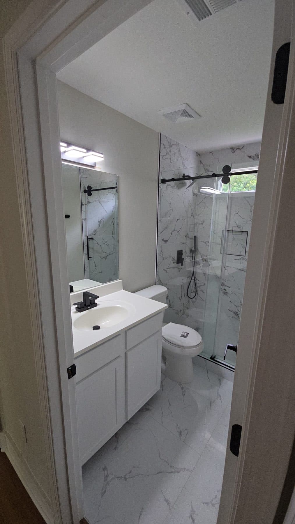Finished apartment unit bathroom