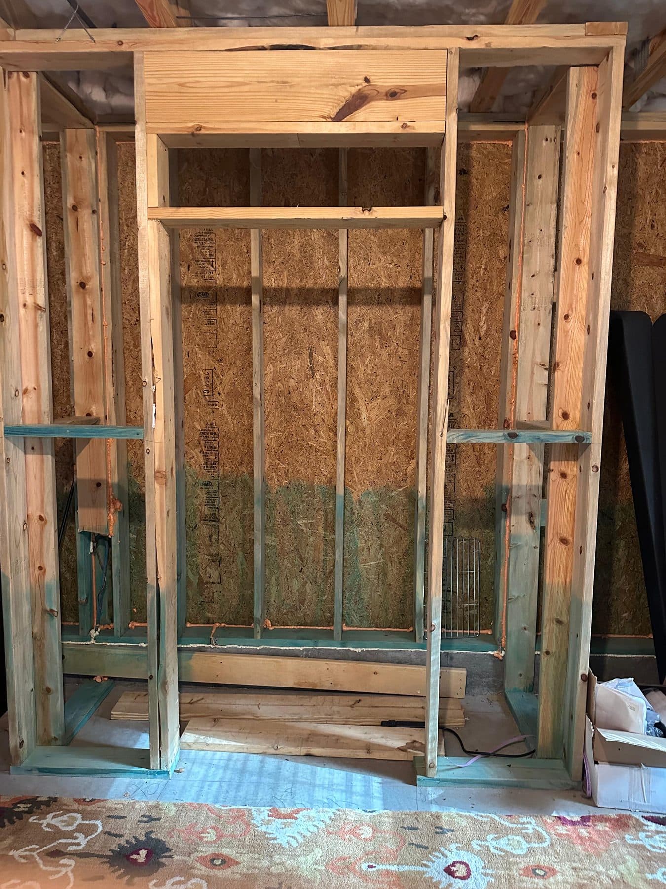 Framed-out closet before drywall